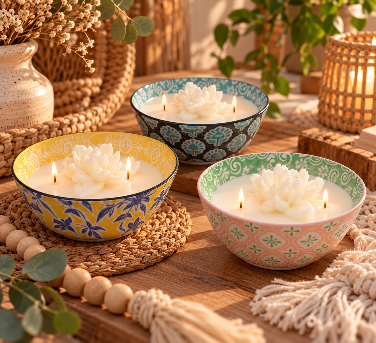 Vela Bowl Talavera con flor